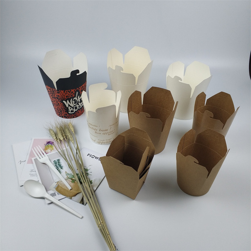 Caixa de macarrão de papel, caixas de comida de papel com design inovador para macarrão