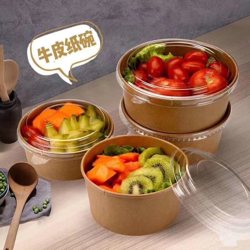 Imprimindo tigela de papel para salada com tampa PET
